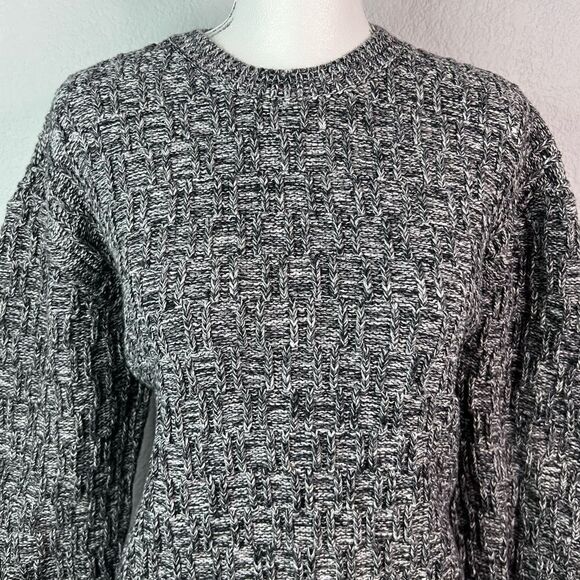Pacsun Crew Neck Black/White Marled Pullover Side Zippers Slouch Women’s Sz L - Picture 4 of 11
